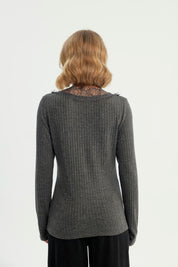 Sweater Mujer Regular Gris Melange