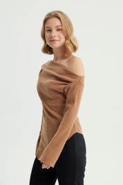 Sweater Mujer Con Faldón Camel