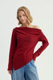 Sweater Mujer Con Faldón Rojo
