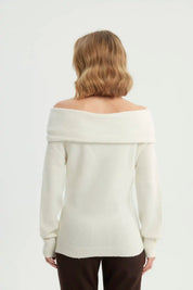 Sweater Mujer Slim Hombro Descubierto Crema