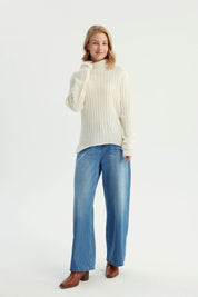 Sweater Mujer Regular Crema