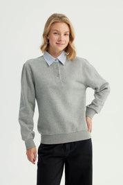 Polerón Mujer Estilo Bomber Gris Melange