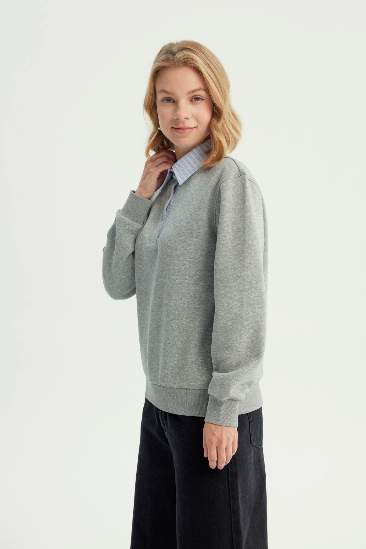 Polerón Mujer Estilo Bomber Gris Melange