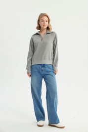 Polerón Mujer Oversize Gris Melange