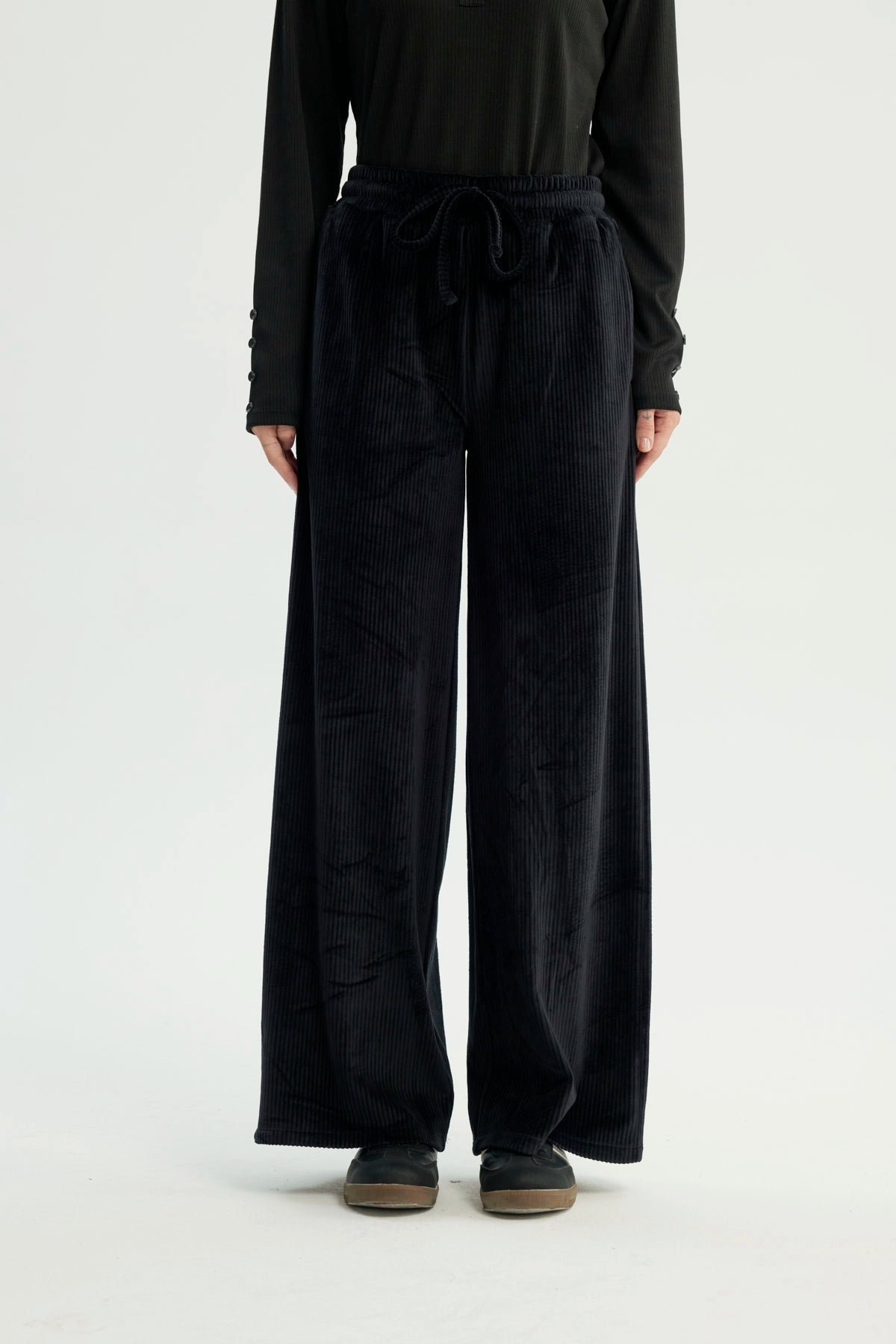 Pantalón Buzo Mujer Wide Leg Negro