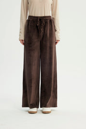 Pantalón Buzo Mujer Wide Leg Chocolate