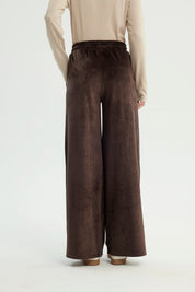 Pantalón Buzo Mujer Wide Leg Chocolate