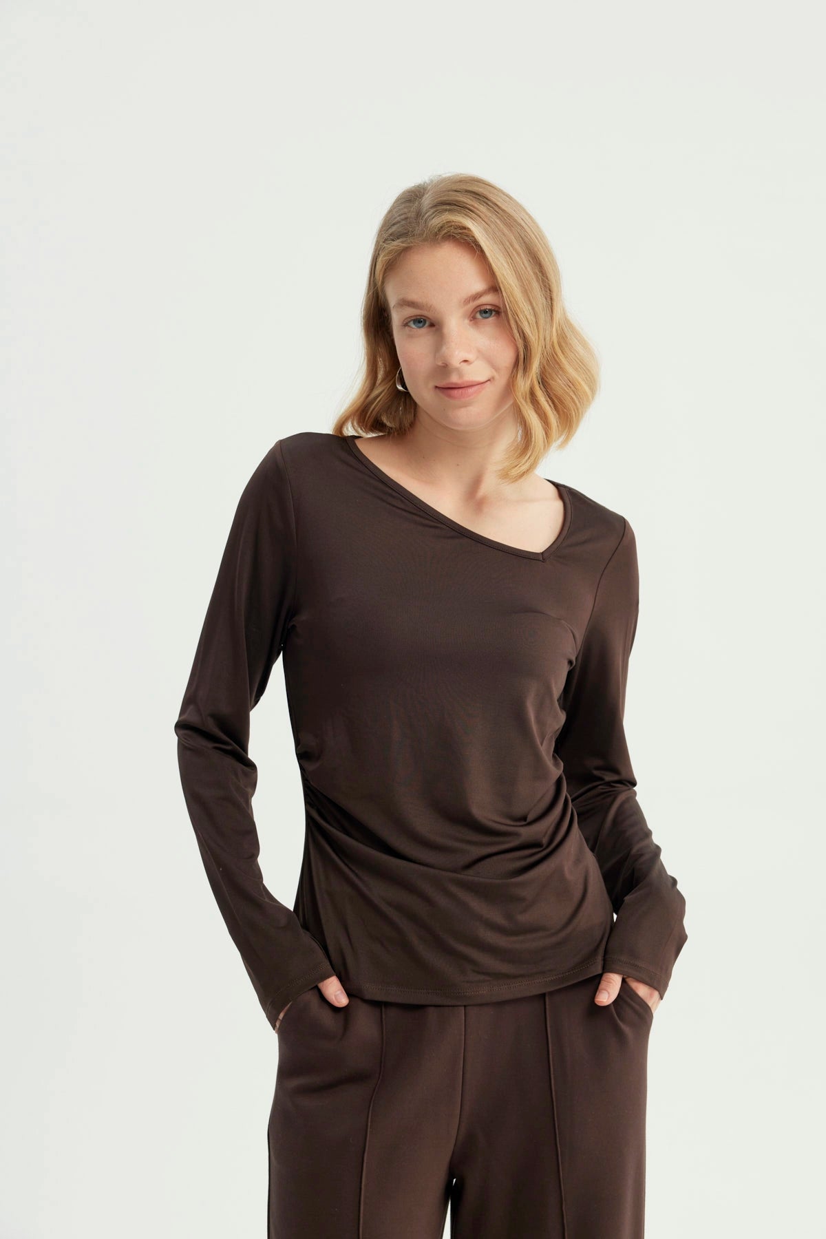 Polera Mujer Ajustado Chocolate