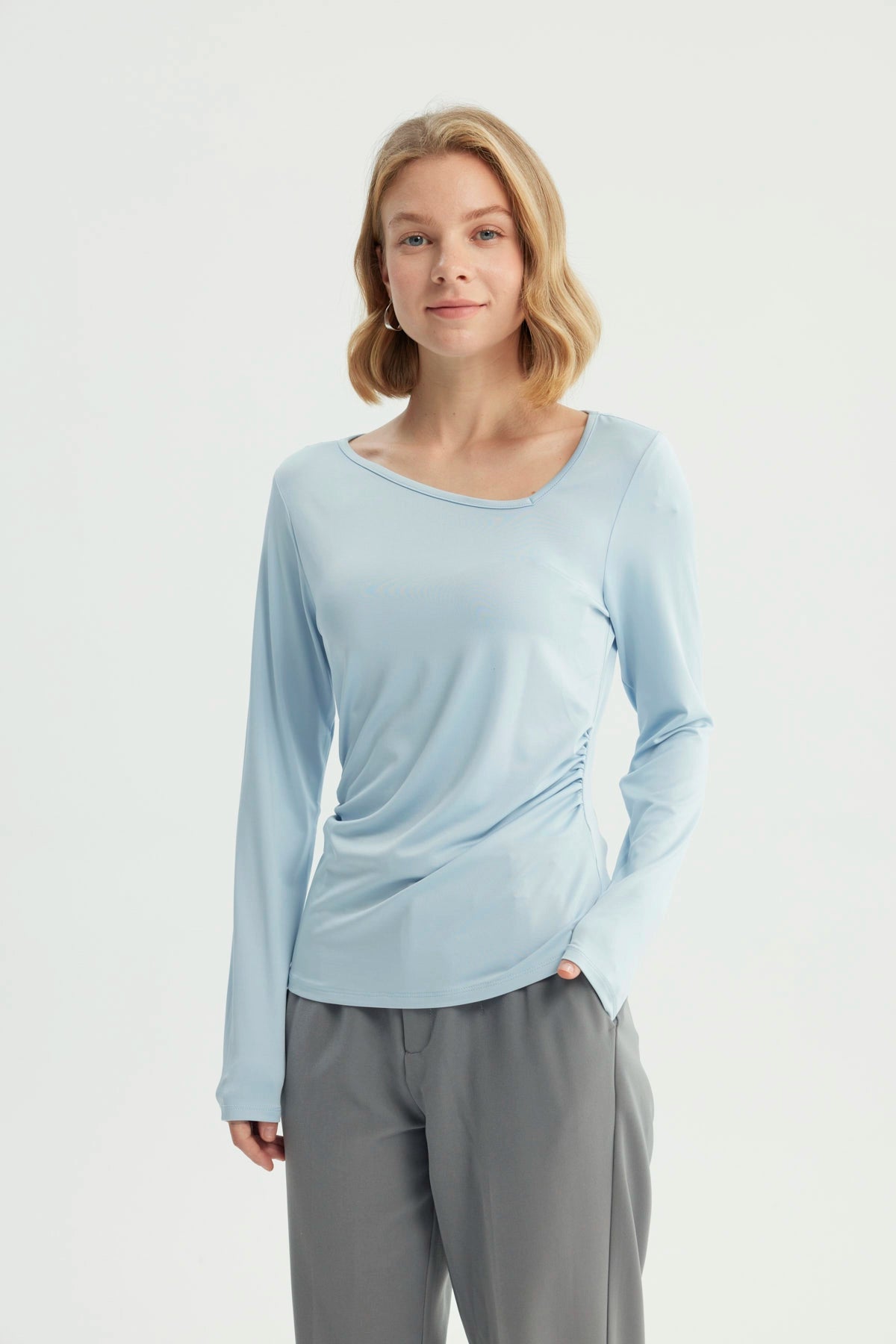 Polera Mujer Ajustado Celeste