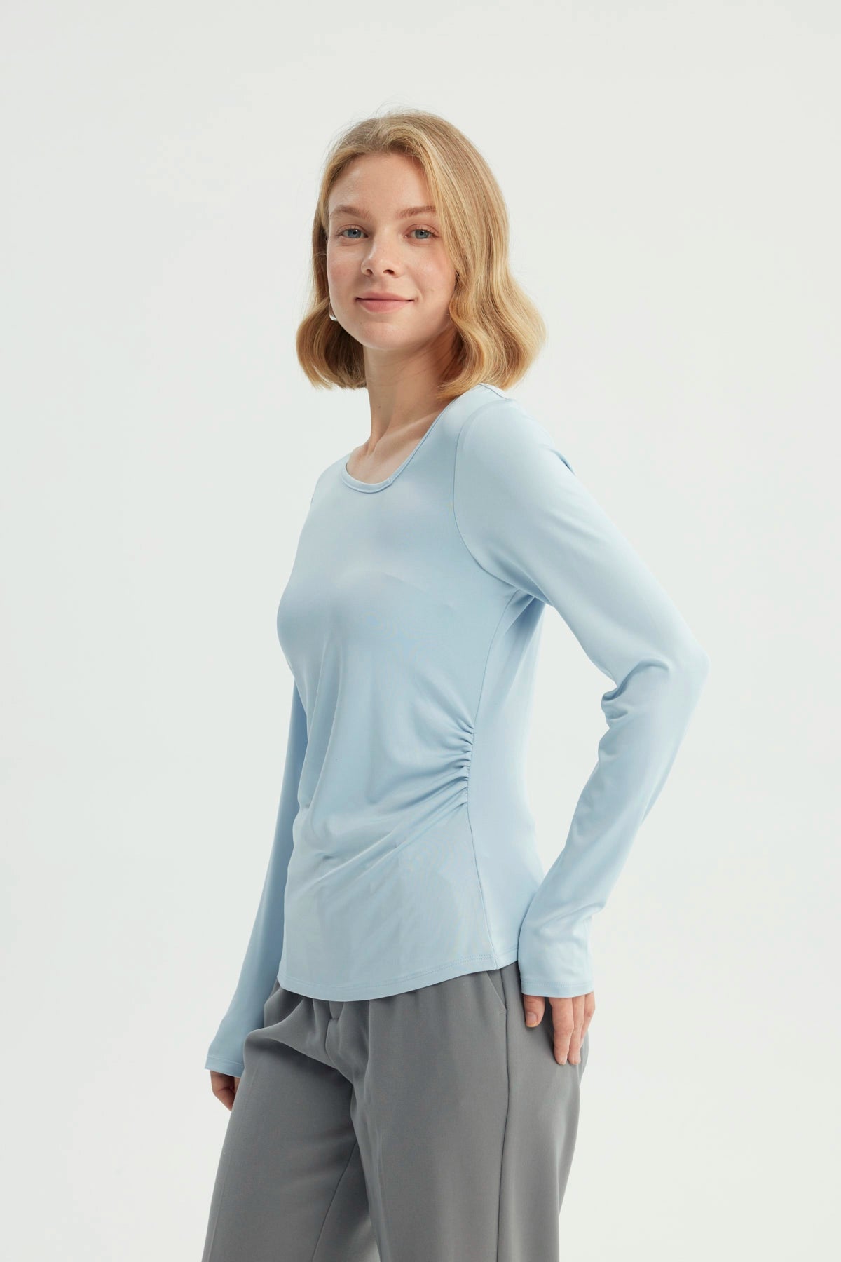 Polera Mujer Ajustado Celeste