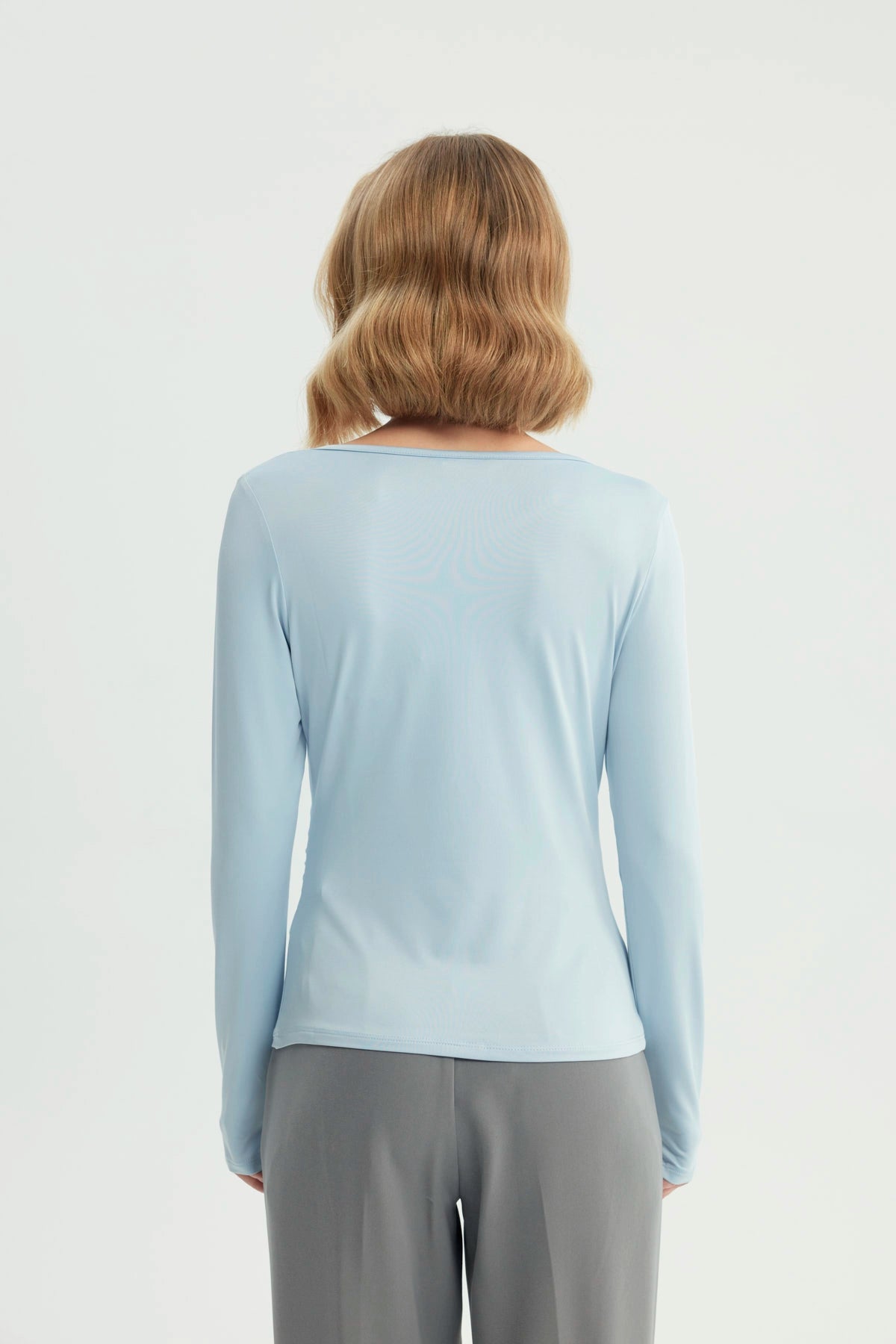 Polera Mujer Ajustado Celeste