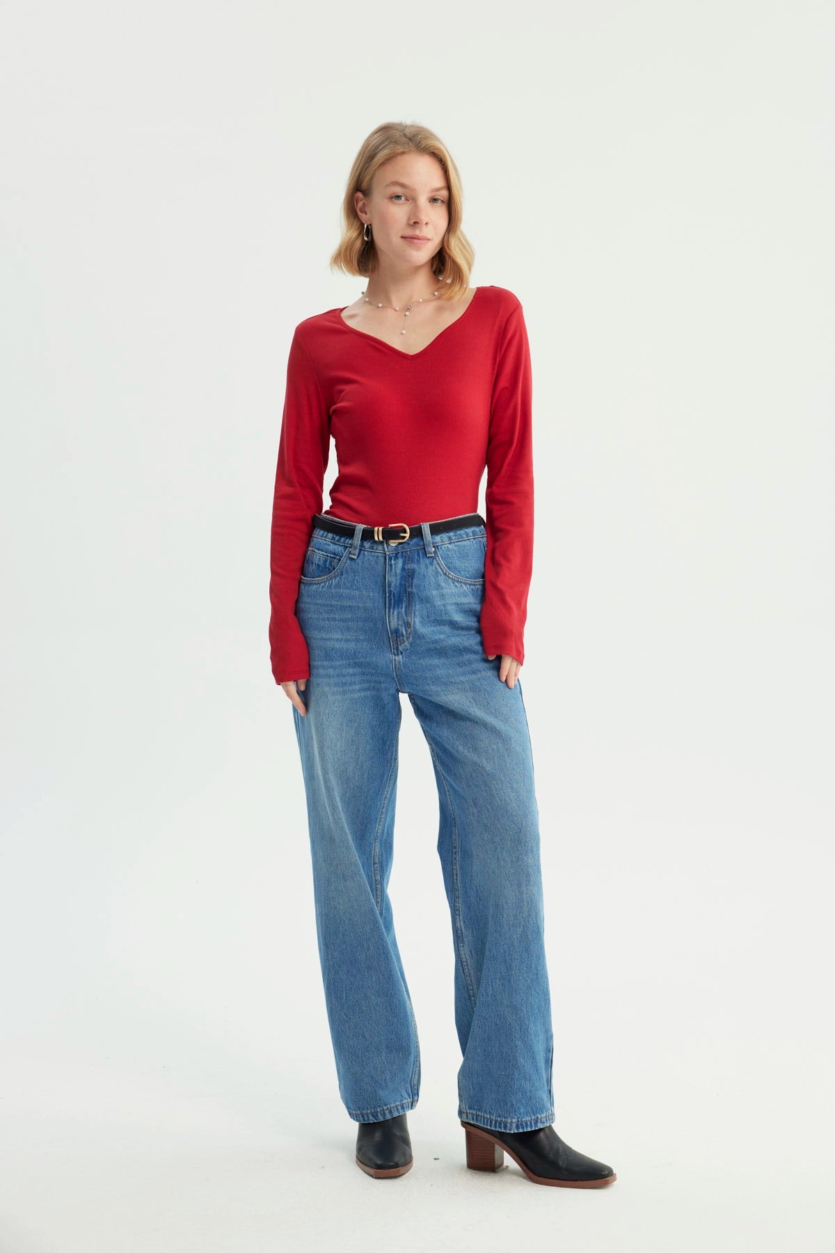Polera Mujer Slim Rojo