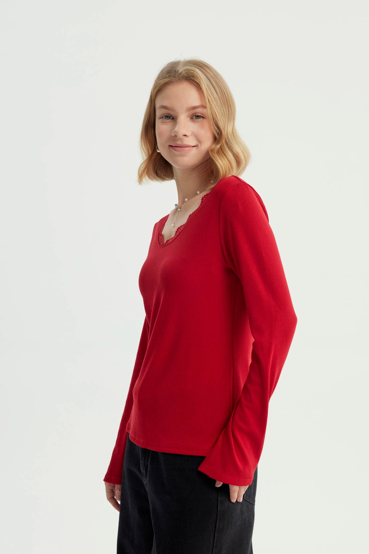 Polera Mujer Slim Rojo