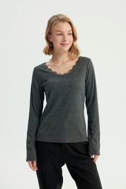 Polera Mujer Slim Gris Melange
