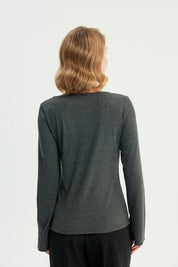 Polera Mujer Slim Gris Melange