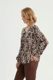 Blusa Mujer Clásica Café Oscuro