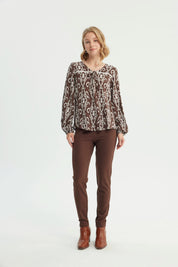 Blusa Mujer Clásica Café Oscuro