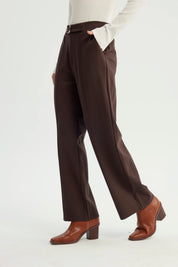 Pantalón Mujer Recto Chocolate