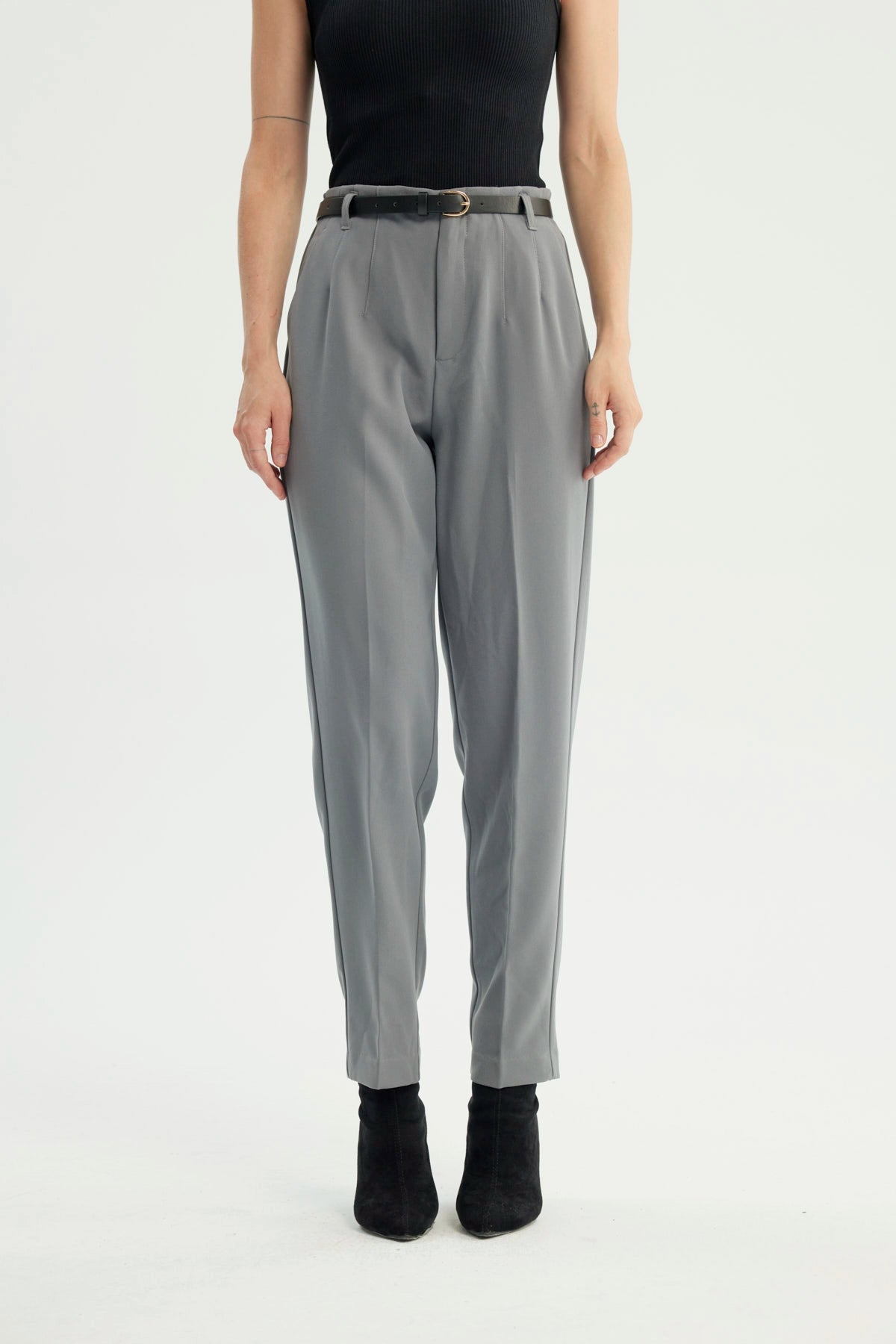 Pantalón Mujer Pitillo Gris Oscuro