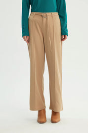 Pantalón Mujer Wide Leg Beige