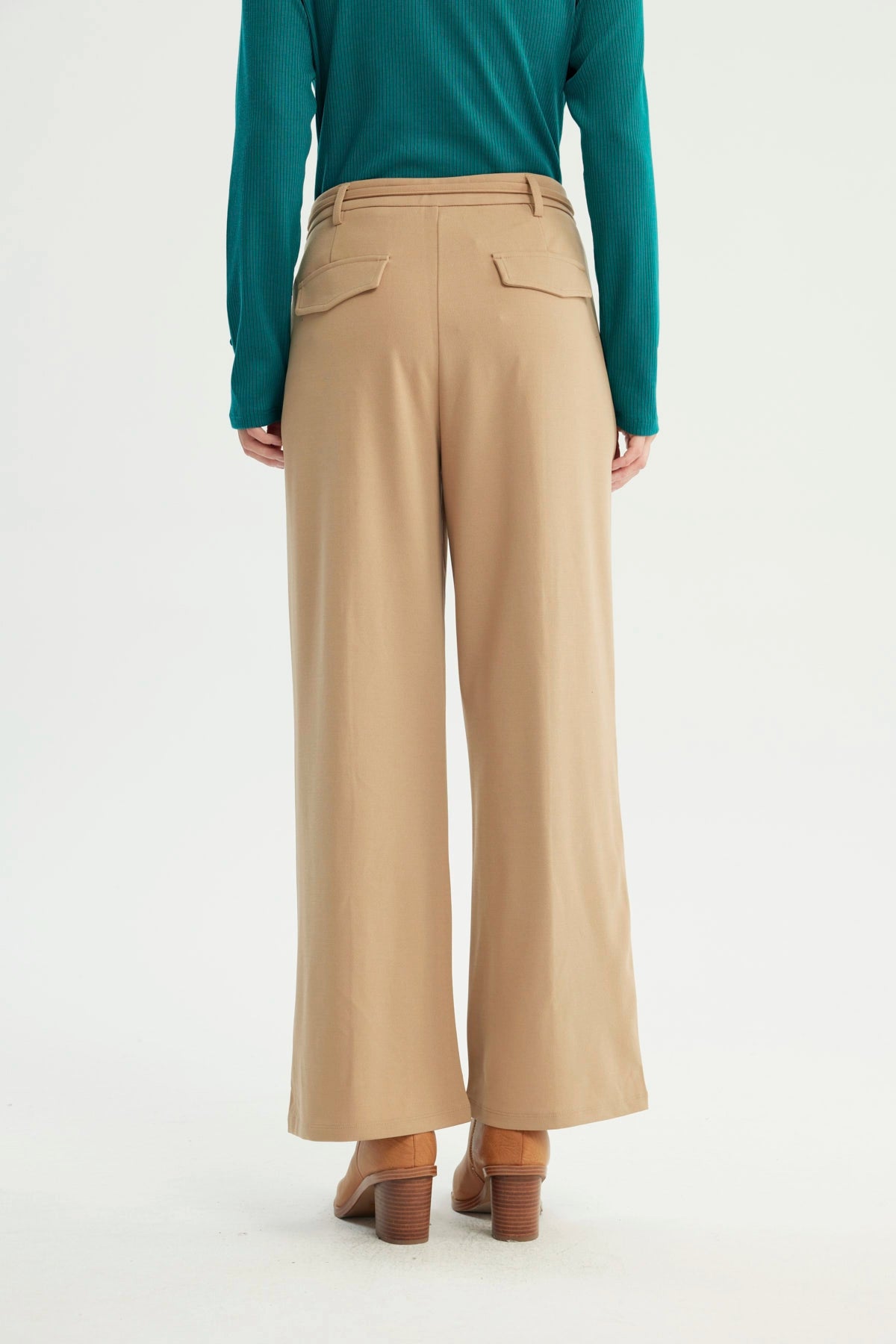 Pantalón Mujer Wide Leg Beige