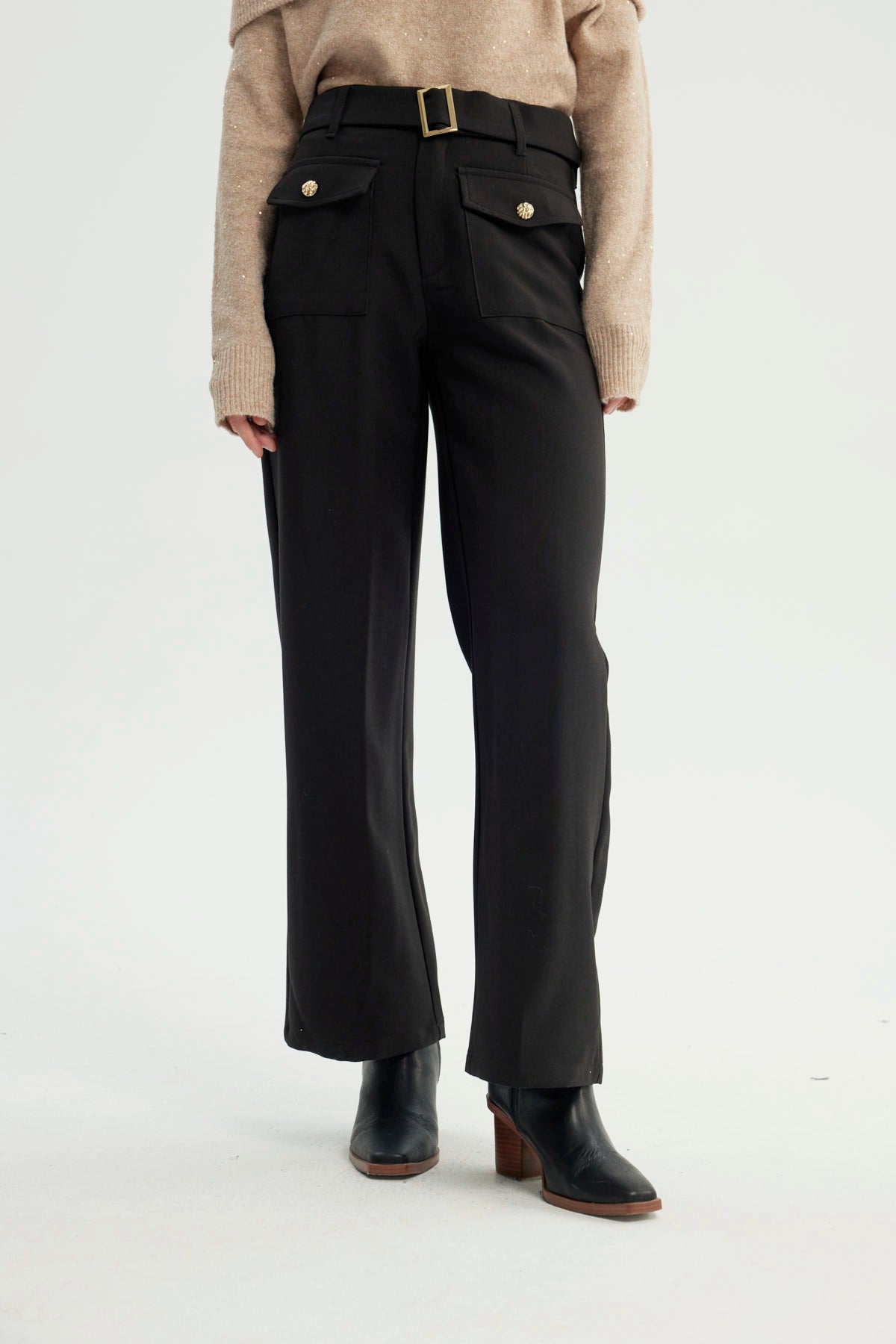 Pantalón Mujer Wide Leg Negro