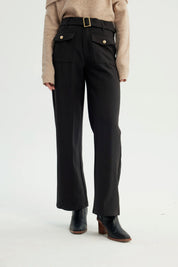 Pantalón Mujer Wide Leg Negro