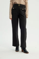Pantalón Mujer Wide Leg Negro