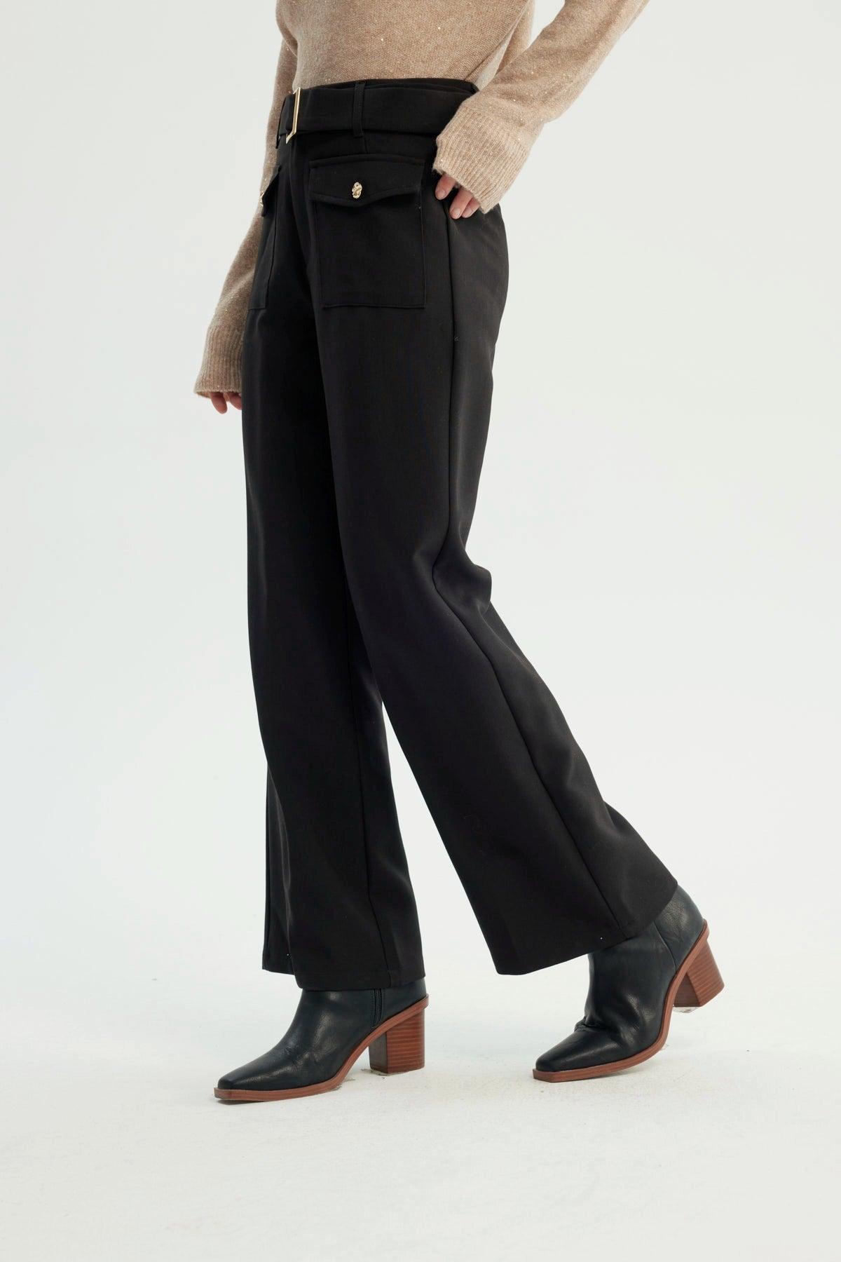 Pantalón Mujer Wide Leg Negro