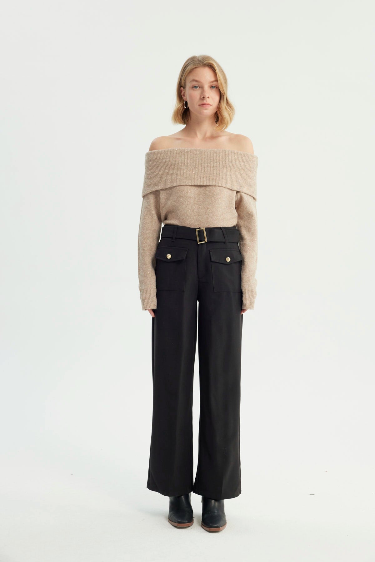 Pantalón Mujer Wide Leg Negro