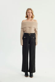 Pantalón Mujer Wide Leg Negro
