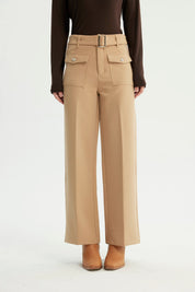 Pantalón Mujer Wide Leg Beige