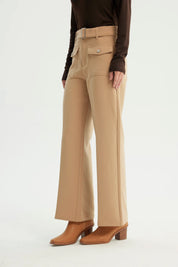 Pantalón Mujer Wide Leg Beige