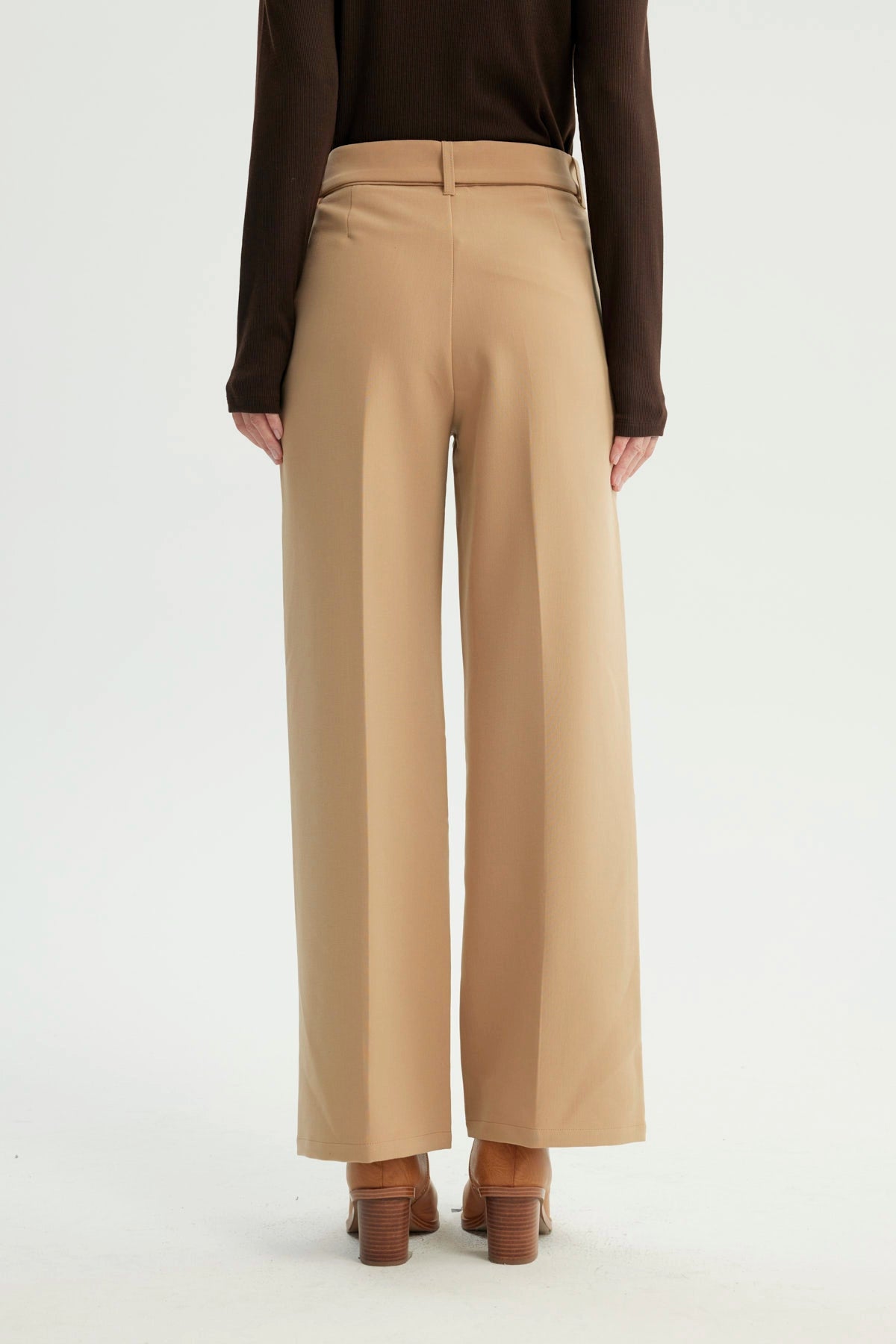 Pantalón Mujer Wide Leg Beige