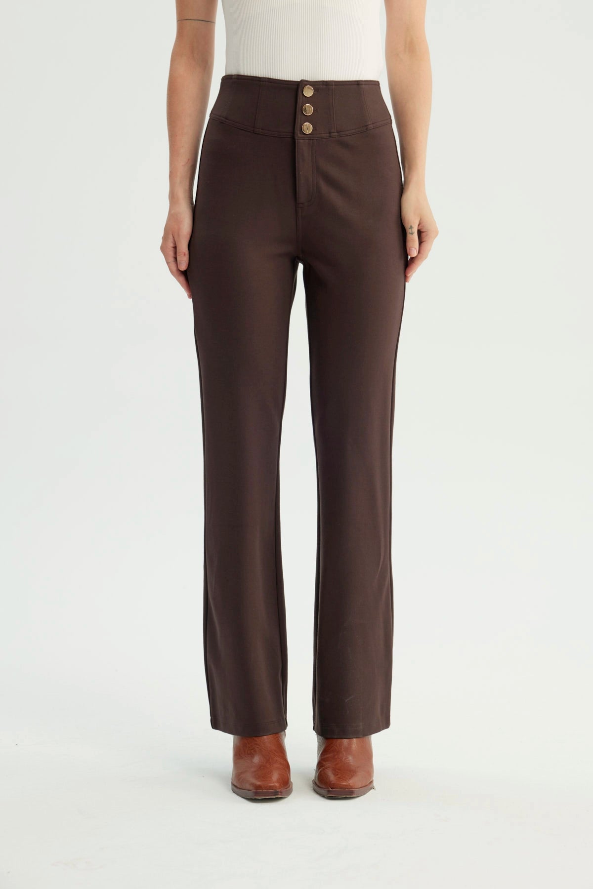 Pantalón Mujer Punto Roma Chocolate