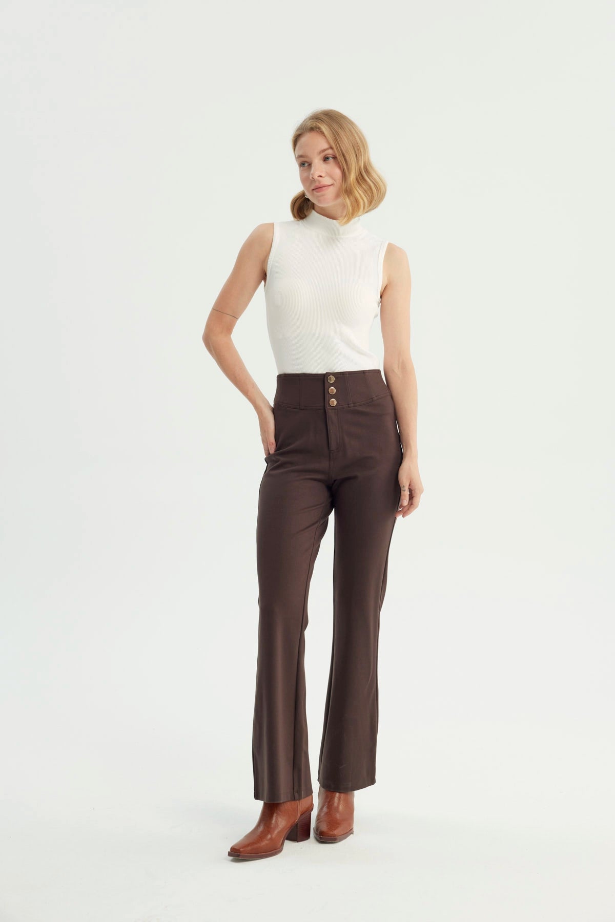 Pantalón Mujer Punto Roma Chocolate