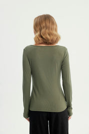 Polera Slim Mujer Verde Militar