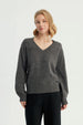 Sweater Mujer Classic Cuello V Gris Melange