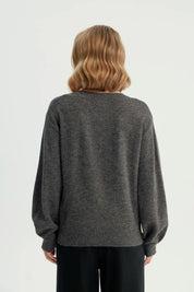 Sweater Mujer Classic Cuello V Gris Melange
