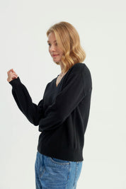 Sweater Mujer Classic Cuello V Negro