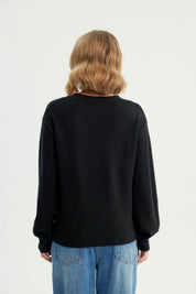Sweater Mujer Classic Cuello V Negro