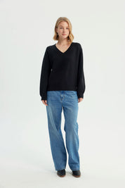 Sweater Mujer Classic Cuello V Negro