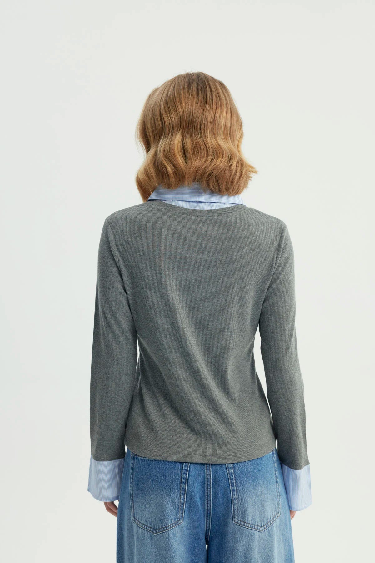 Polera Mujer Slim Gris Melange