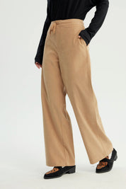 Pantalón Buzo Mujer Calce Recto Beige