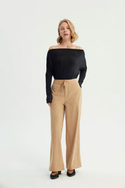 Pantalón Buzo Mujer Calce Recto Beige