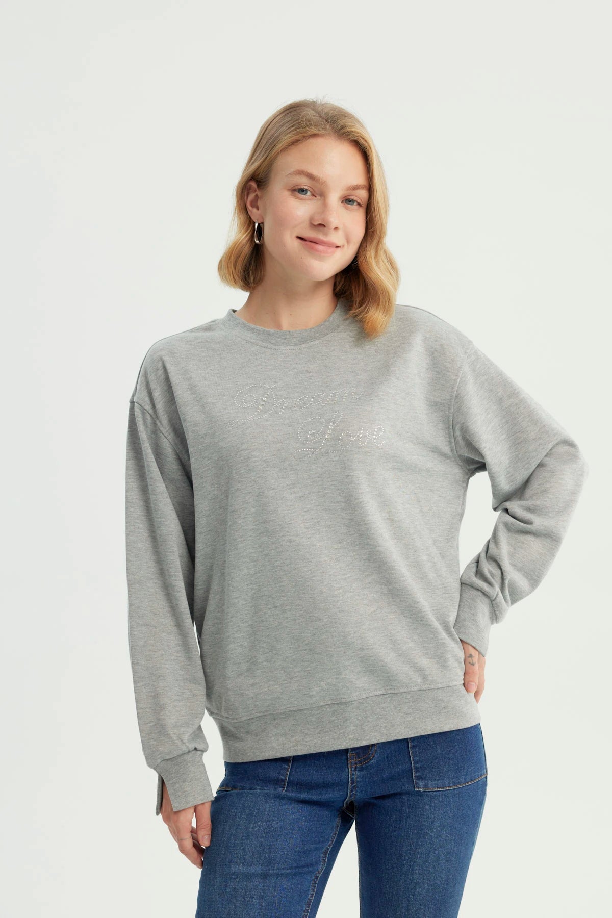 Polerón Mujer Clásico Gris Melange