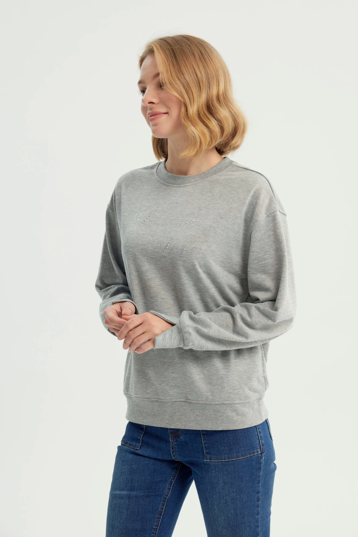 Polerón Mujer Clásico Gris Melange