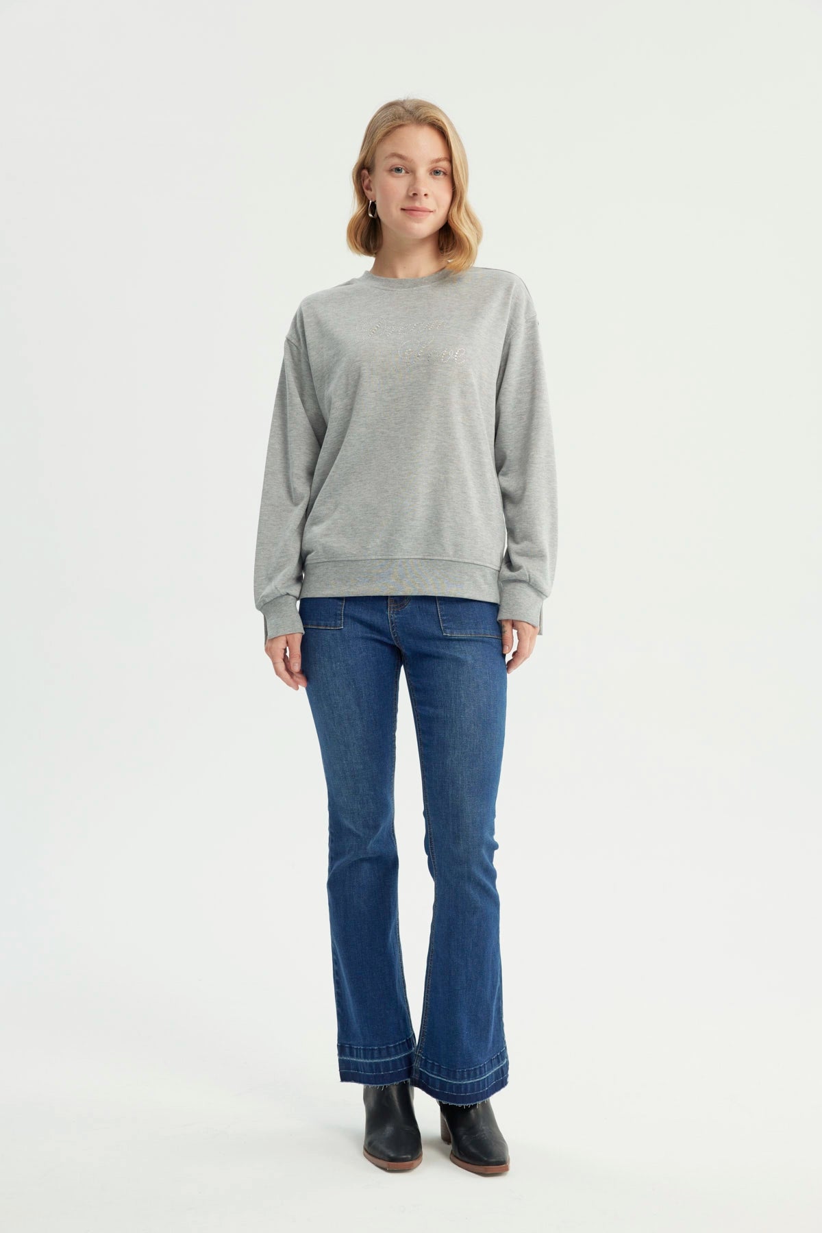 Polerón Mujer Clásico Gris Melange