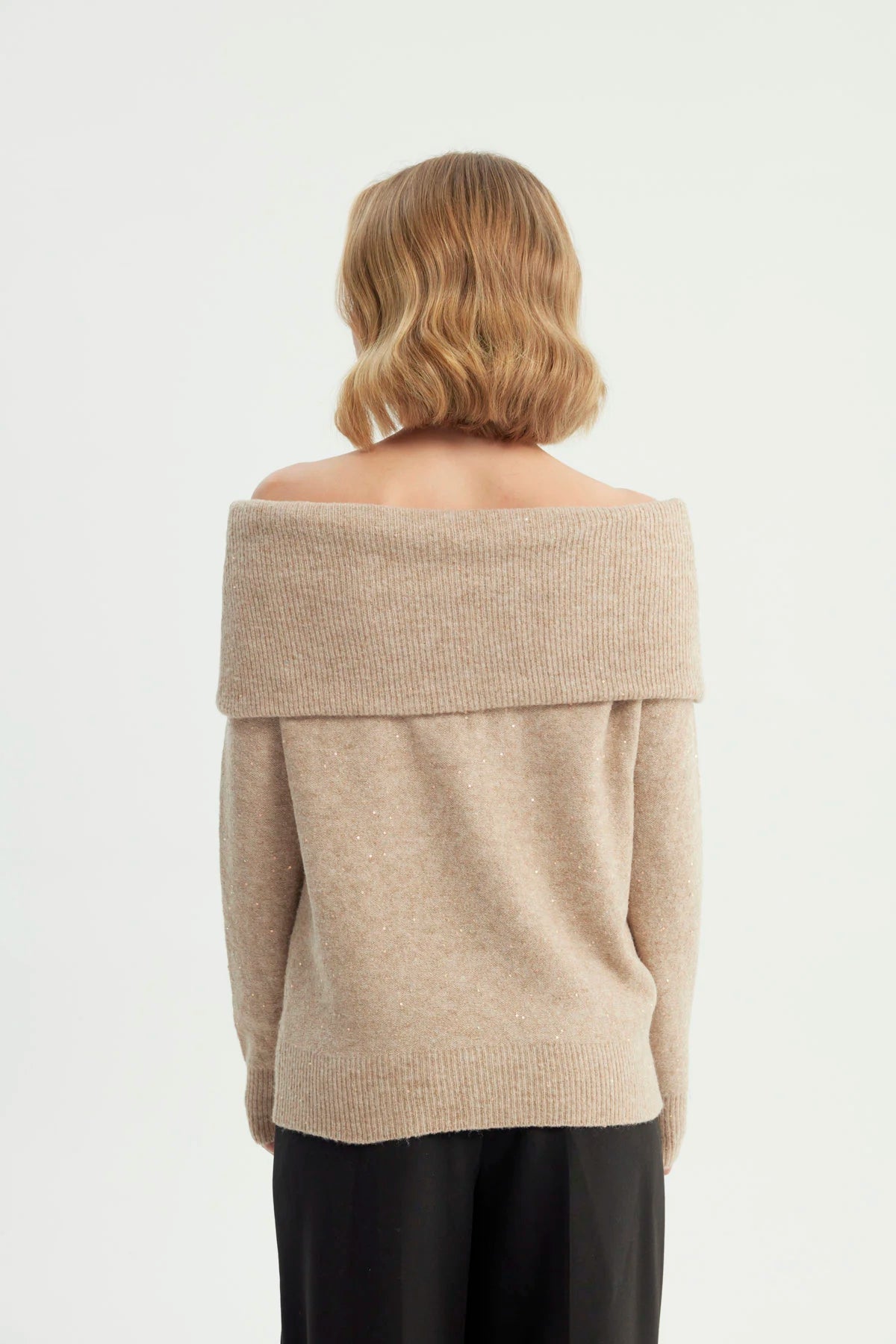 Sweater Mujer Classic Cuello Bardot Beige