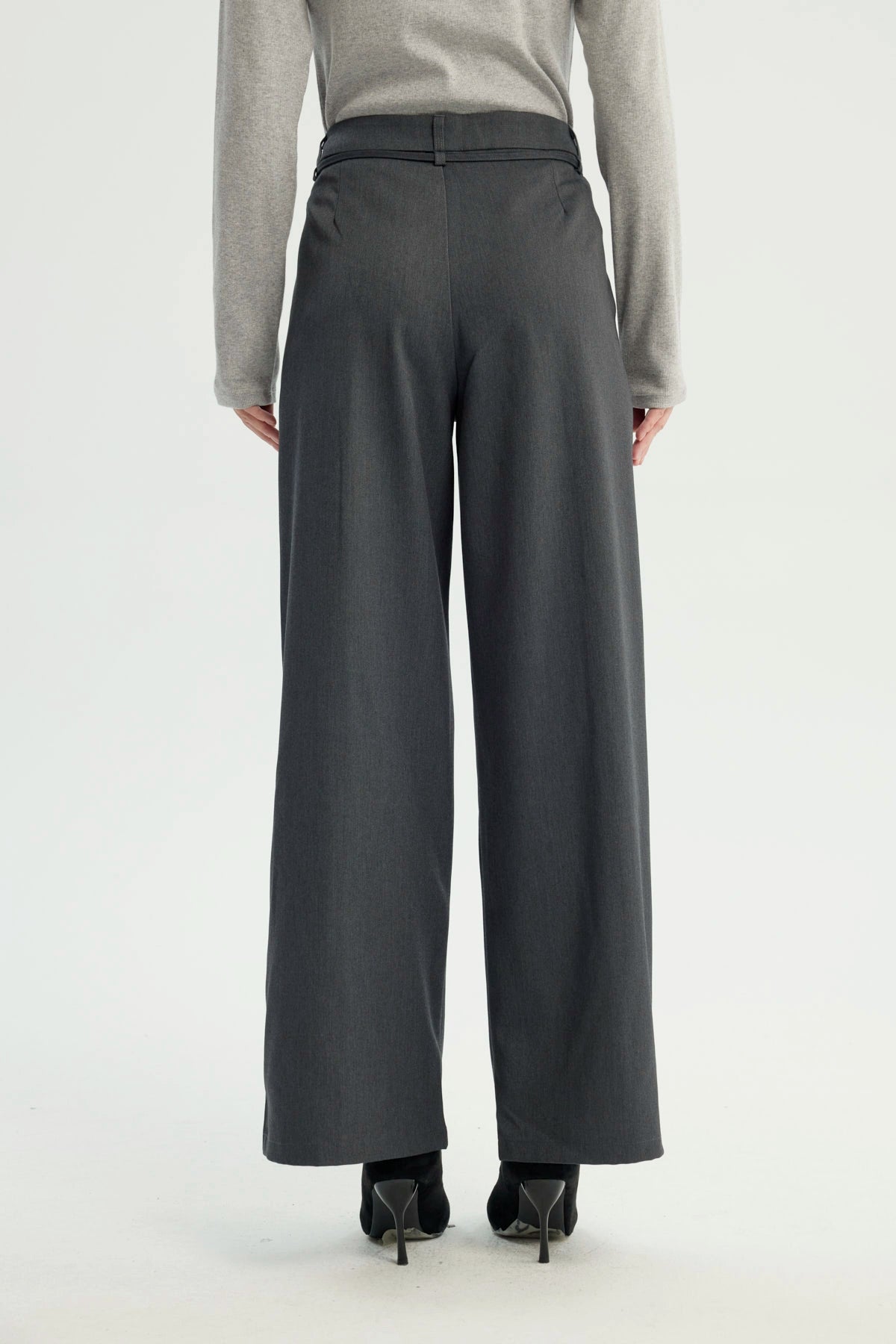 Pantalón Mujer Recto Gris